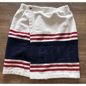 VTG Tommy Hilfiger Terry Bath Towel‎ L/G XL Wrap Logo Swimsuit Coverup Y2K